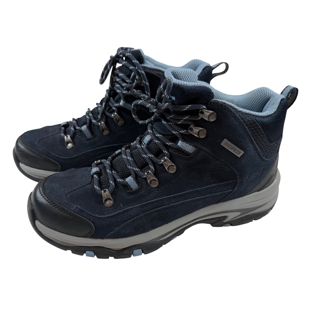 Skechers Womens Trego Alpine Waterproof Trail Hiking Boots Navy Grey Sz 9.5‎